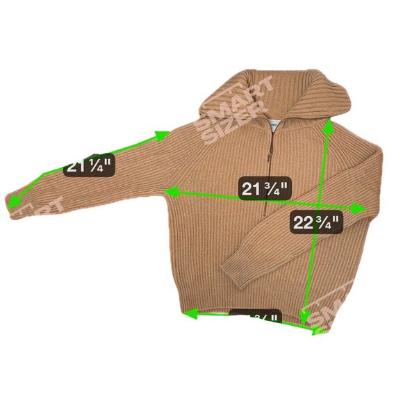 W.CASHMERE 100% Cashmere Tan L Rib Knit Funnel Collar Sweater Luxury Minimalist - Picture 8 of 8